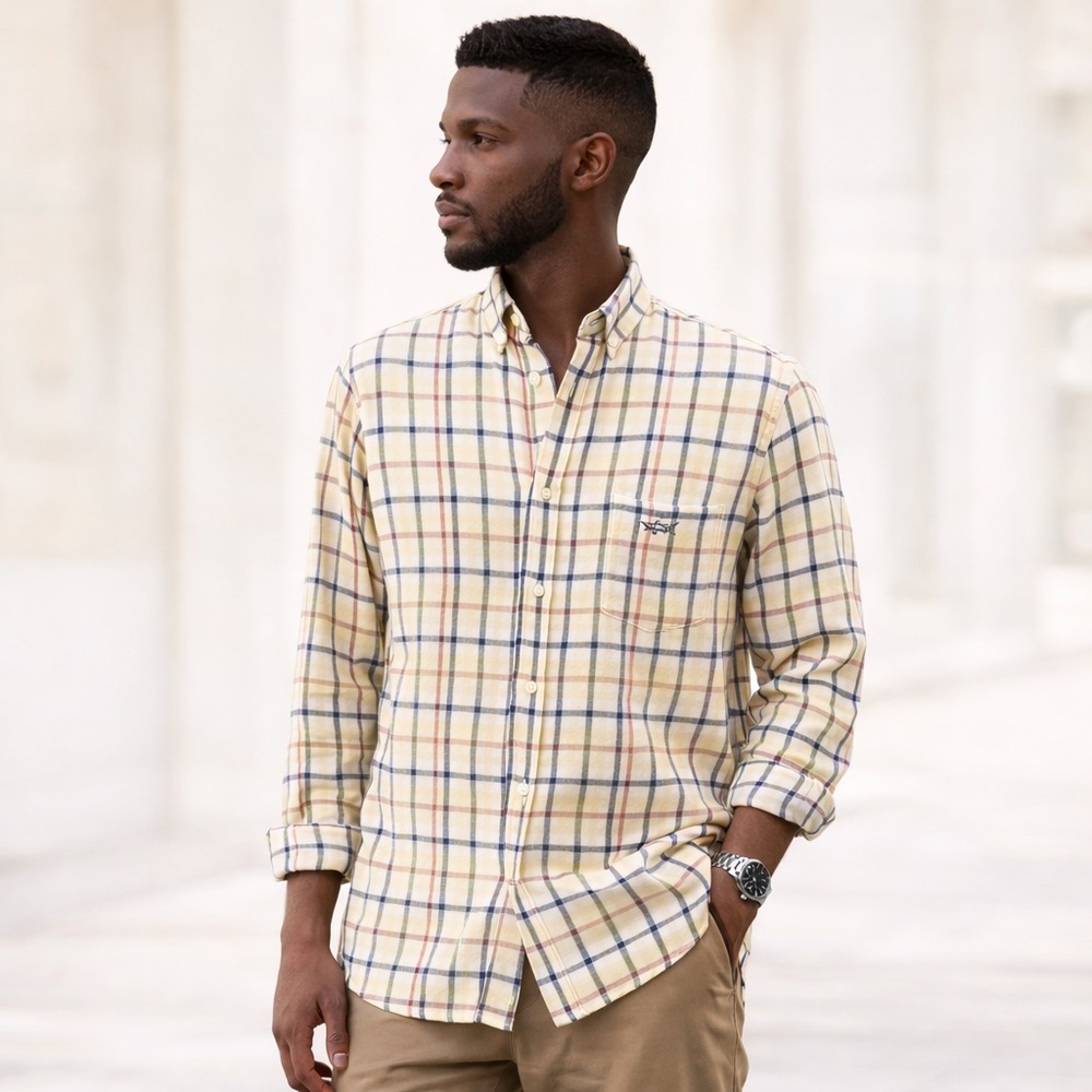 Paul & Shark Yachting Plaid Flannel Shirt Cotton Wool Tall XXL Luxury Italian